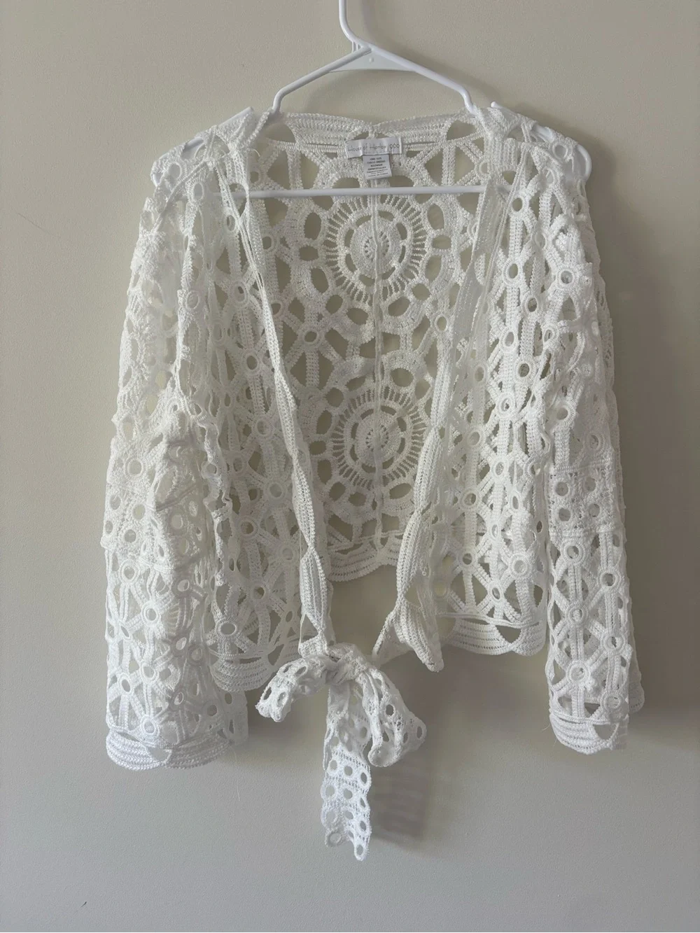 House of Harlow 1960 White Crochet Beach Cover Up Boho Cottagecore Coastal